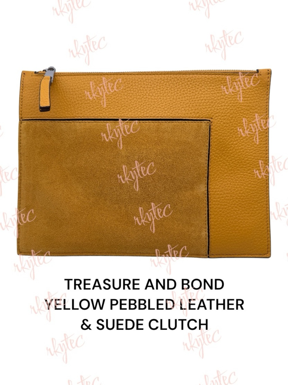 Treasure & Bond Clutch Wristlet Womens Yellow Zip Pouch Pebbled - NWOT